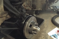 Rotor and wheel bearings installed